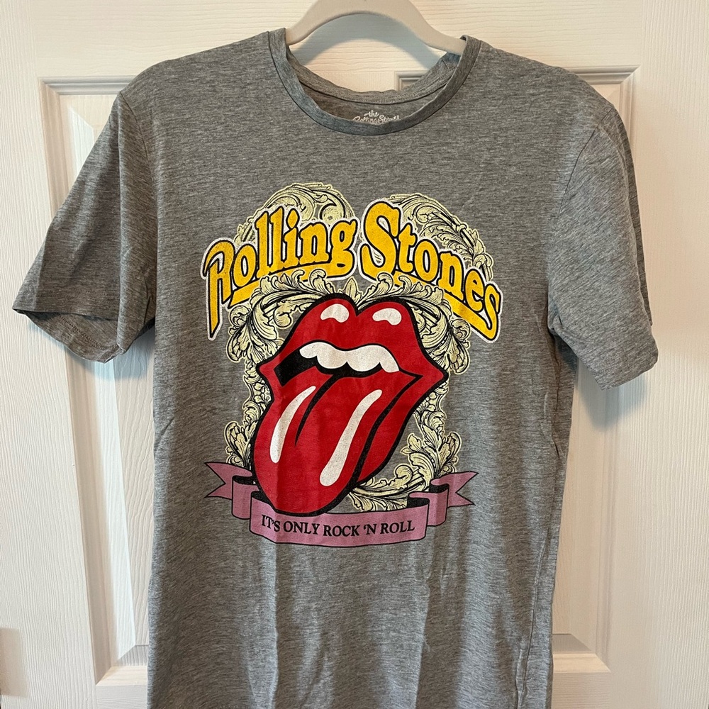 The Rolling Stones Gray Tee with Red and Yellow Logo